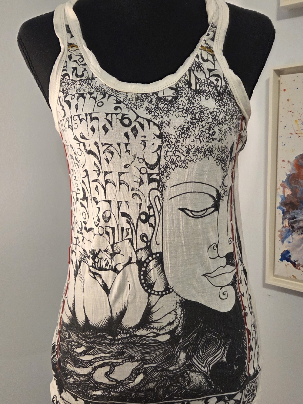 Boho Graphic Buddha White Tank Top